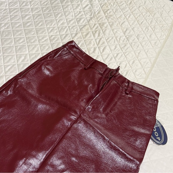 Elegant Burgundy Faux Leather Skirt - Picture 10 of 12